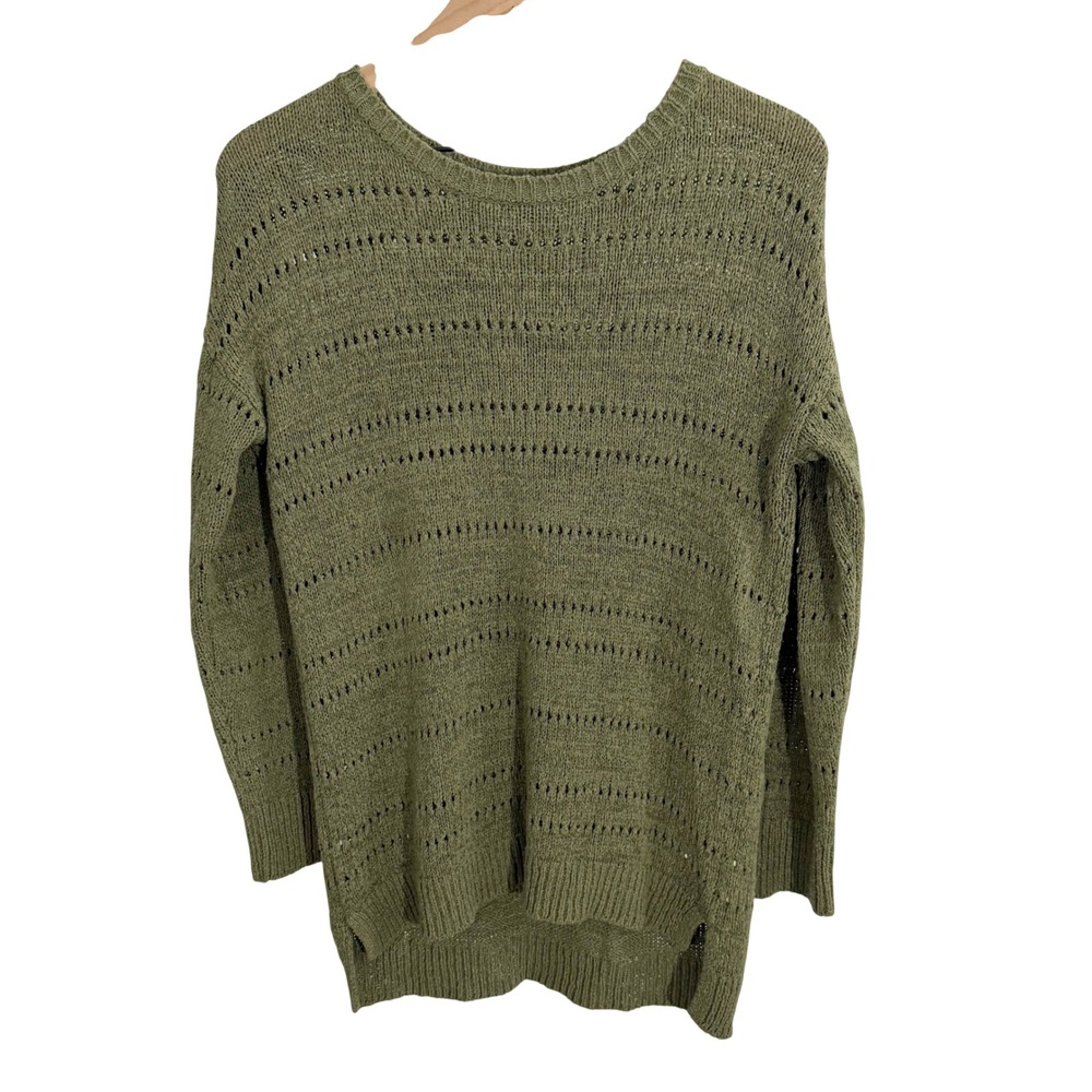 Cable & Gauge Pointelle Sweater Green Small Forest Fairy Goblincore Cottagecore